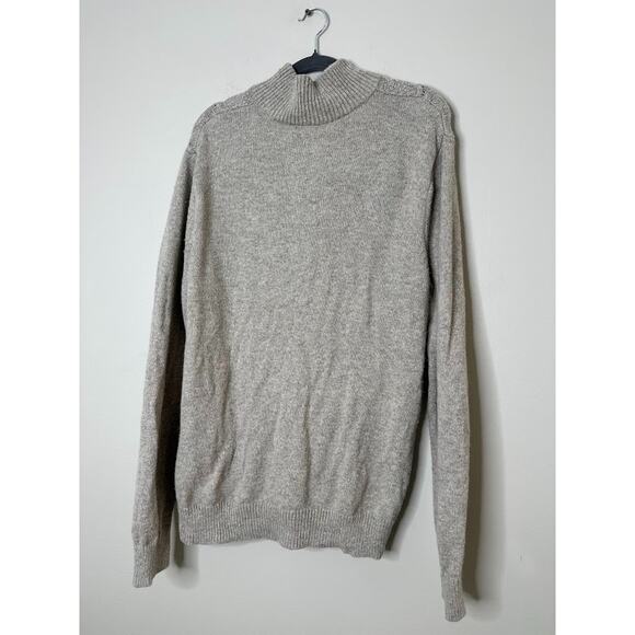 Banana Republic Sweater Men L Grey Cable Shawl Fisherman Cardigan Preppy Grandpa - Picture 3 of 7